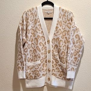 LOFT Leopard Print Boyfriend Cardigan